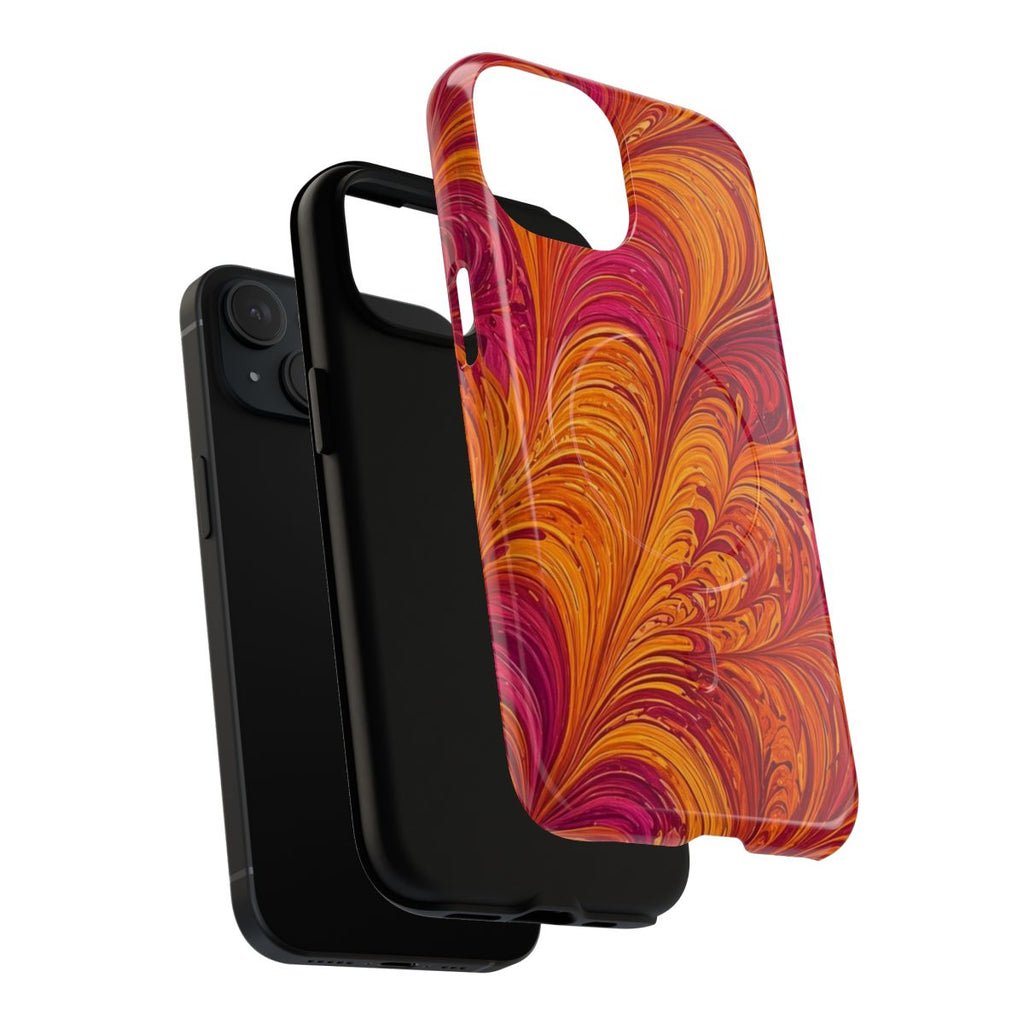 Sunset Feather Marbling Magnetic Tough iPhone Case – iPhone 15