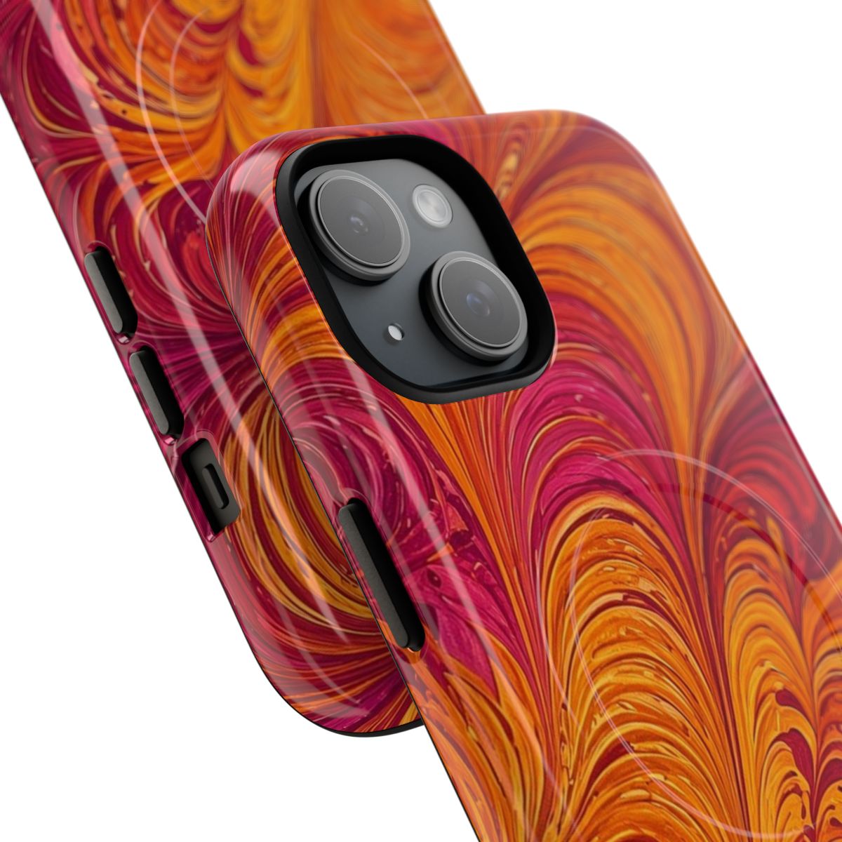Sunset Feather Marbling Magnetic Tough iPhone Case – iPhone 15