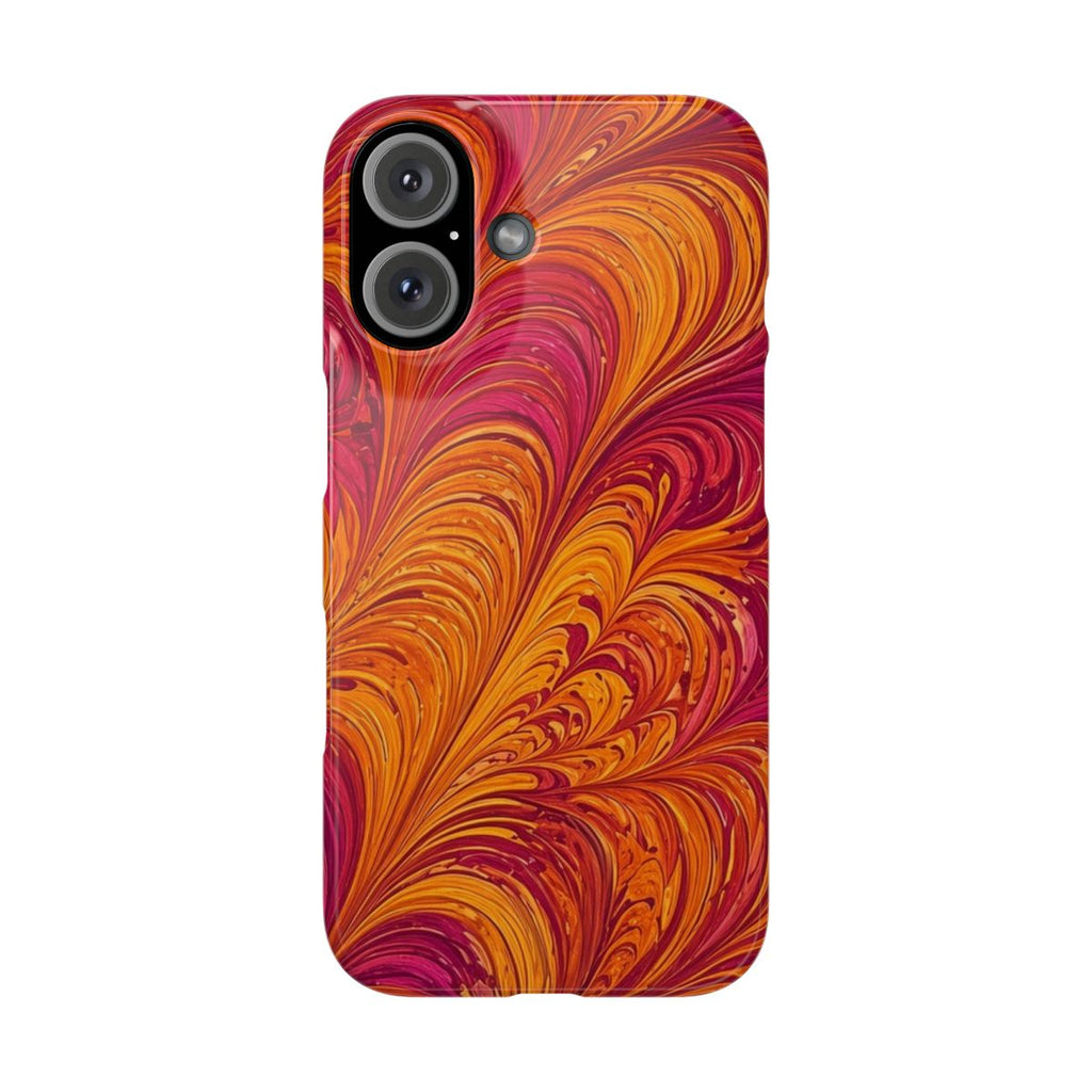Sunset Feather Marbling Slim Phone Case – iPhone 16