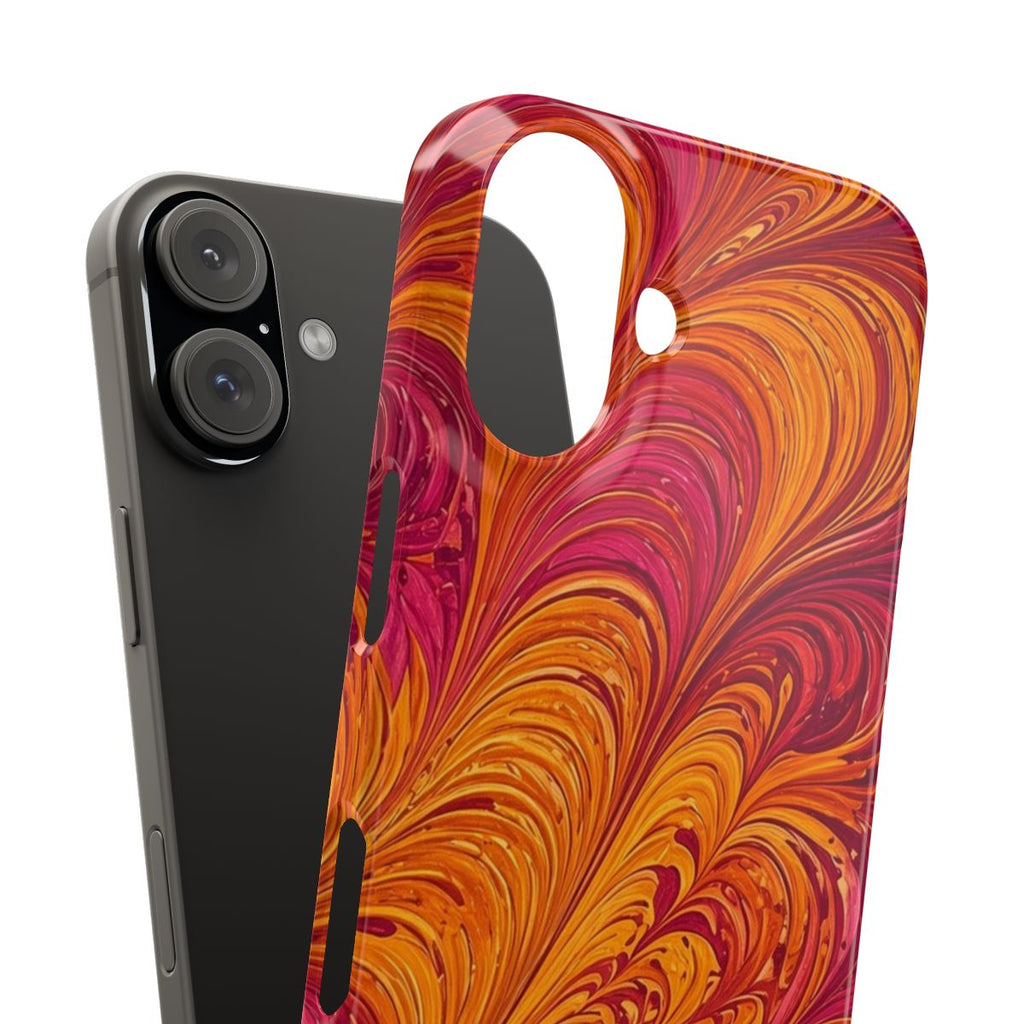 Sunset Feather Marbling Slim Phone Case – iPhone 16