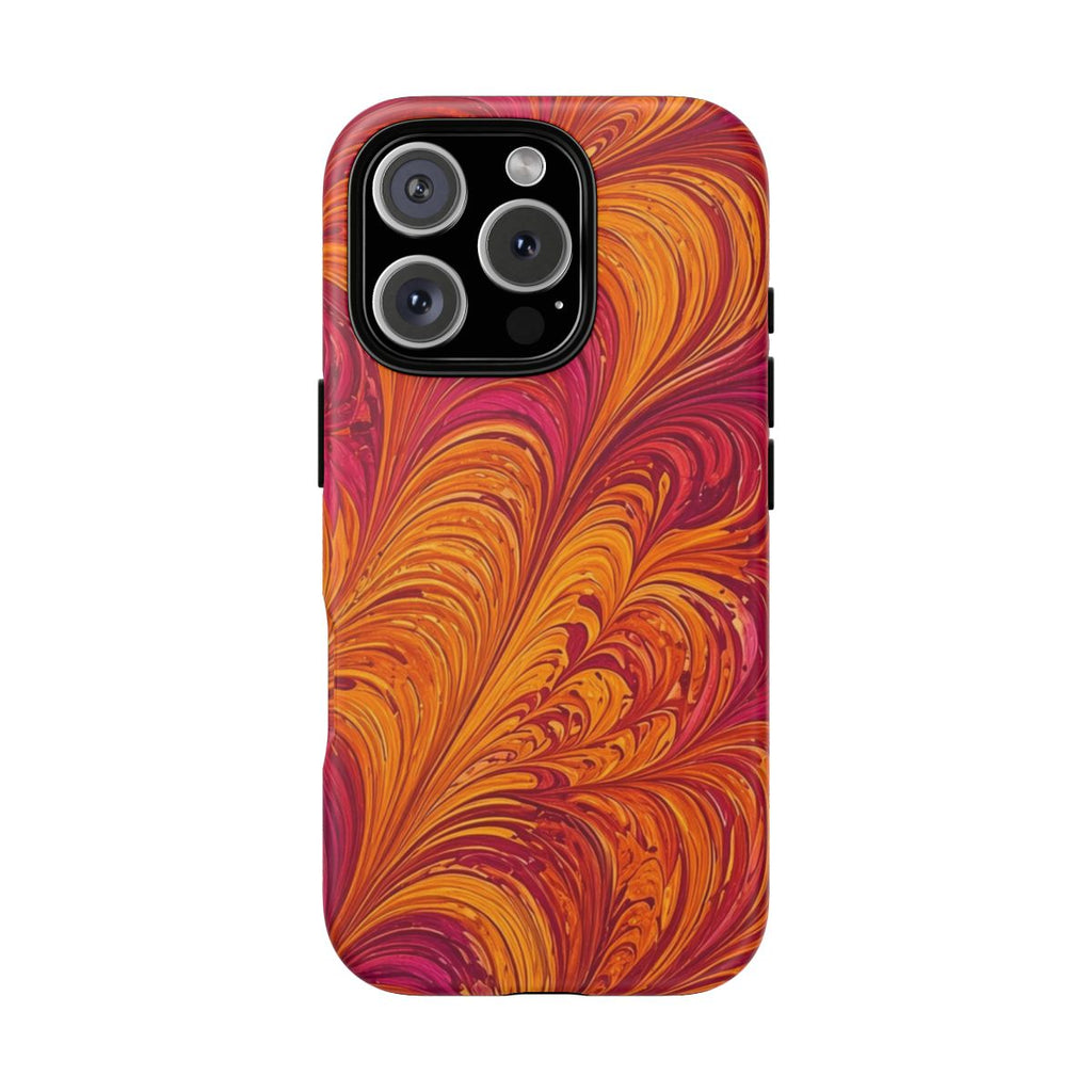 Sunset Feather Marbling Tough Phone Case – iPhone 16 Pro