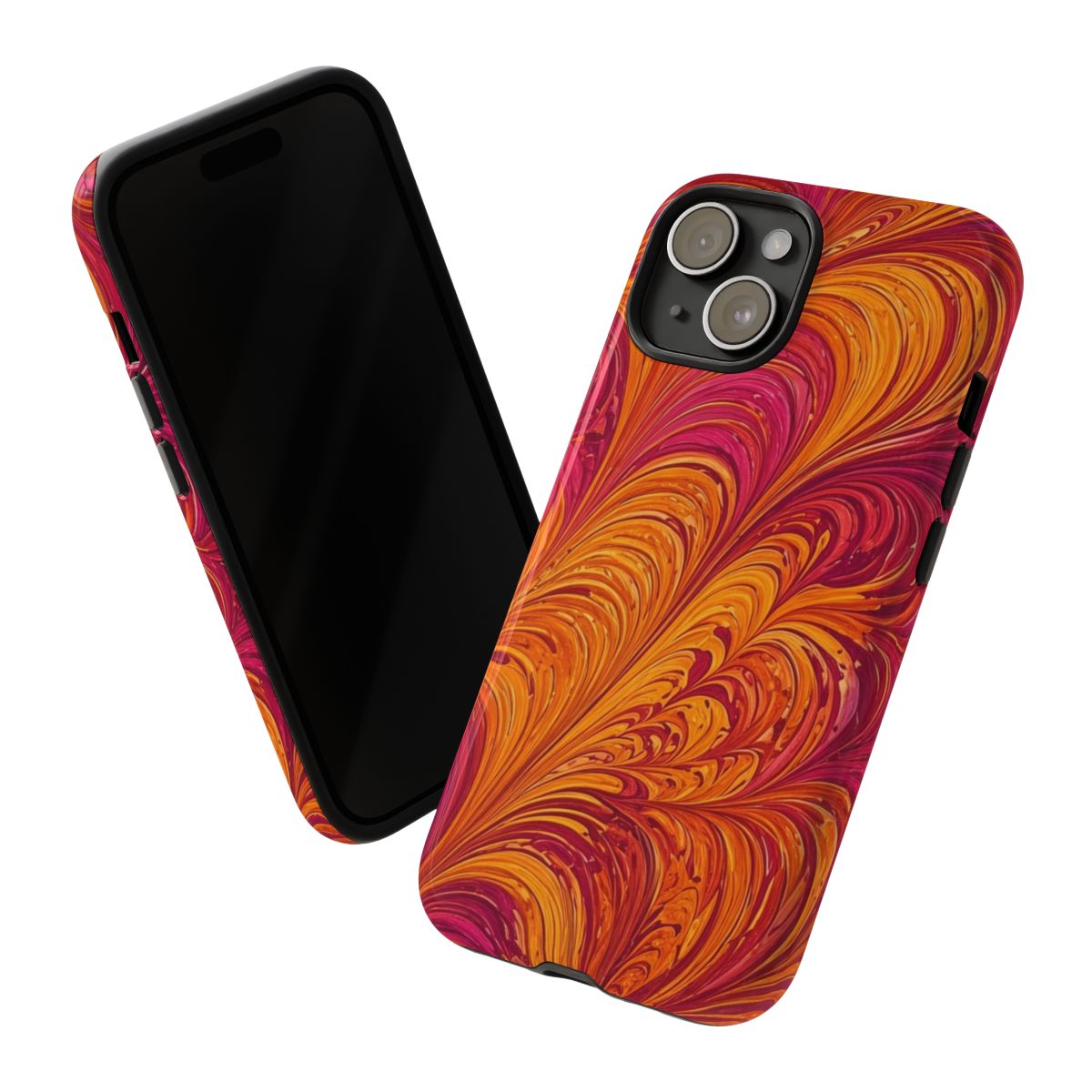 Sunset Feather Marbling Tough Phone Case – iPhone 15