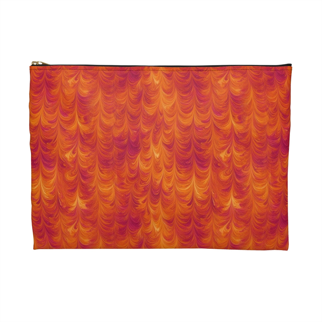 Sunset Feather Marbling Zip Accessory Pouch – Large