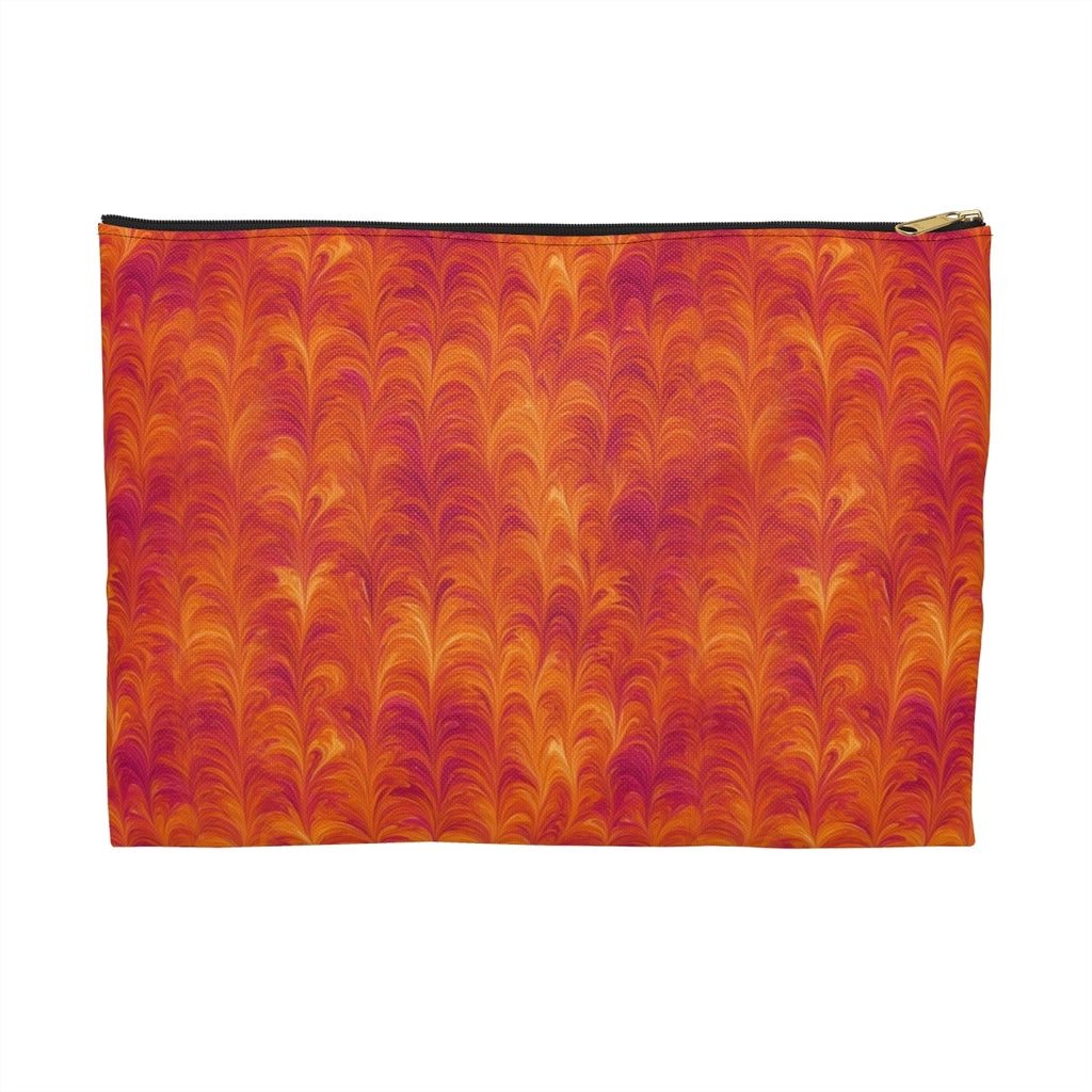 Sunset Feather Marbling Zip Accessory Pouch – Large