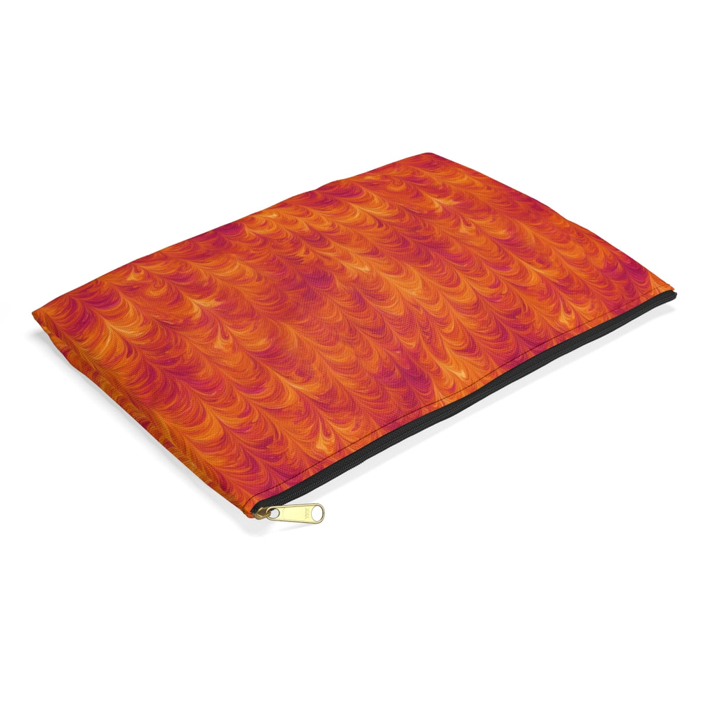 Sunset Feather Marbling Zip Accessory Pouch – Large