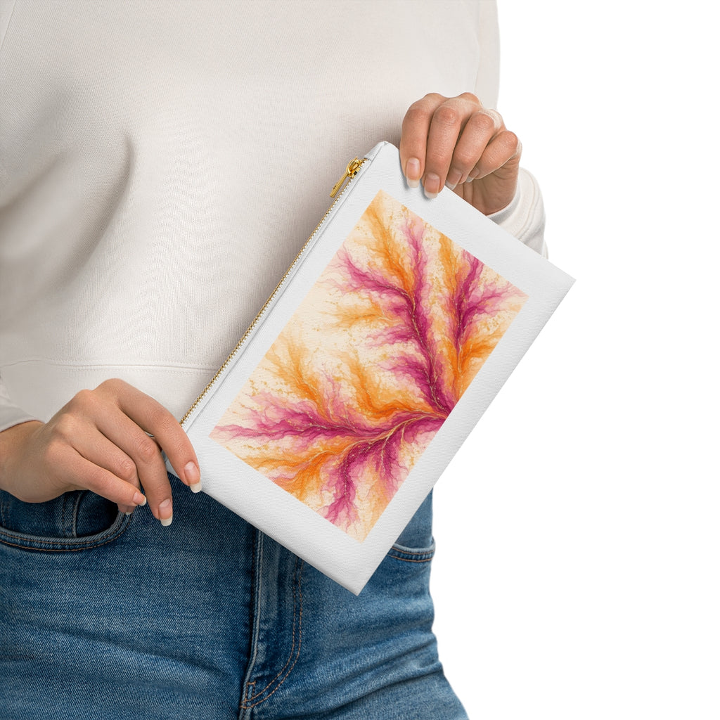 Sunset Ink Branches Canvas Cosmetic Bag – White