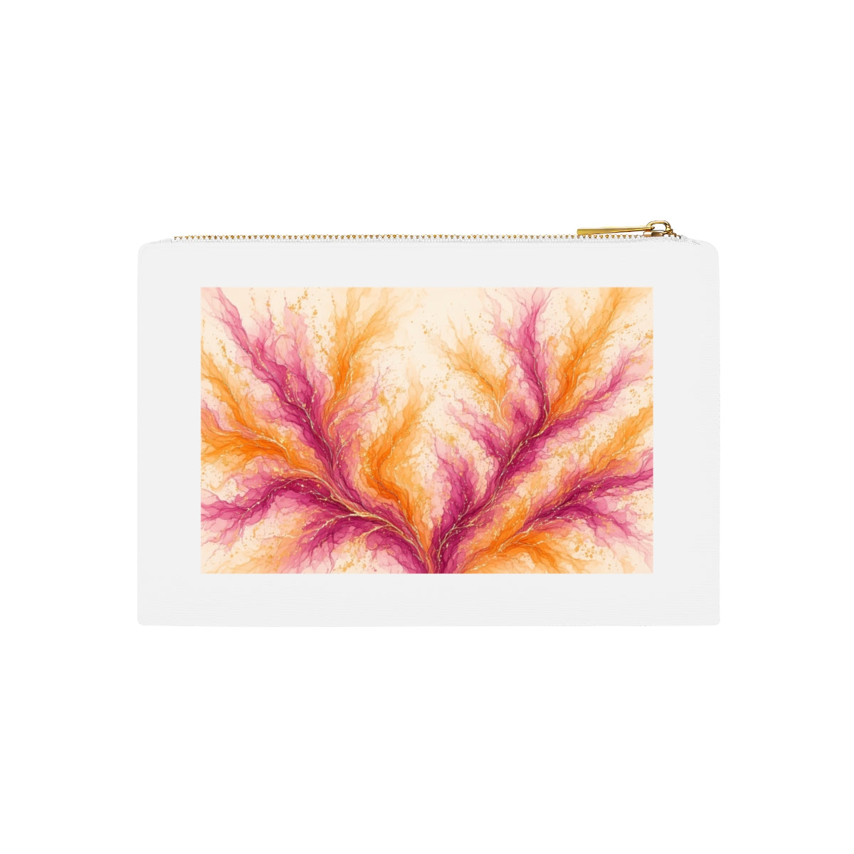 Sunset Ink Branches Canvas Cosmetic Bag – White