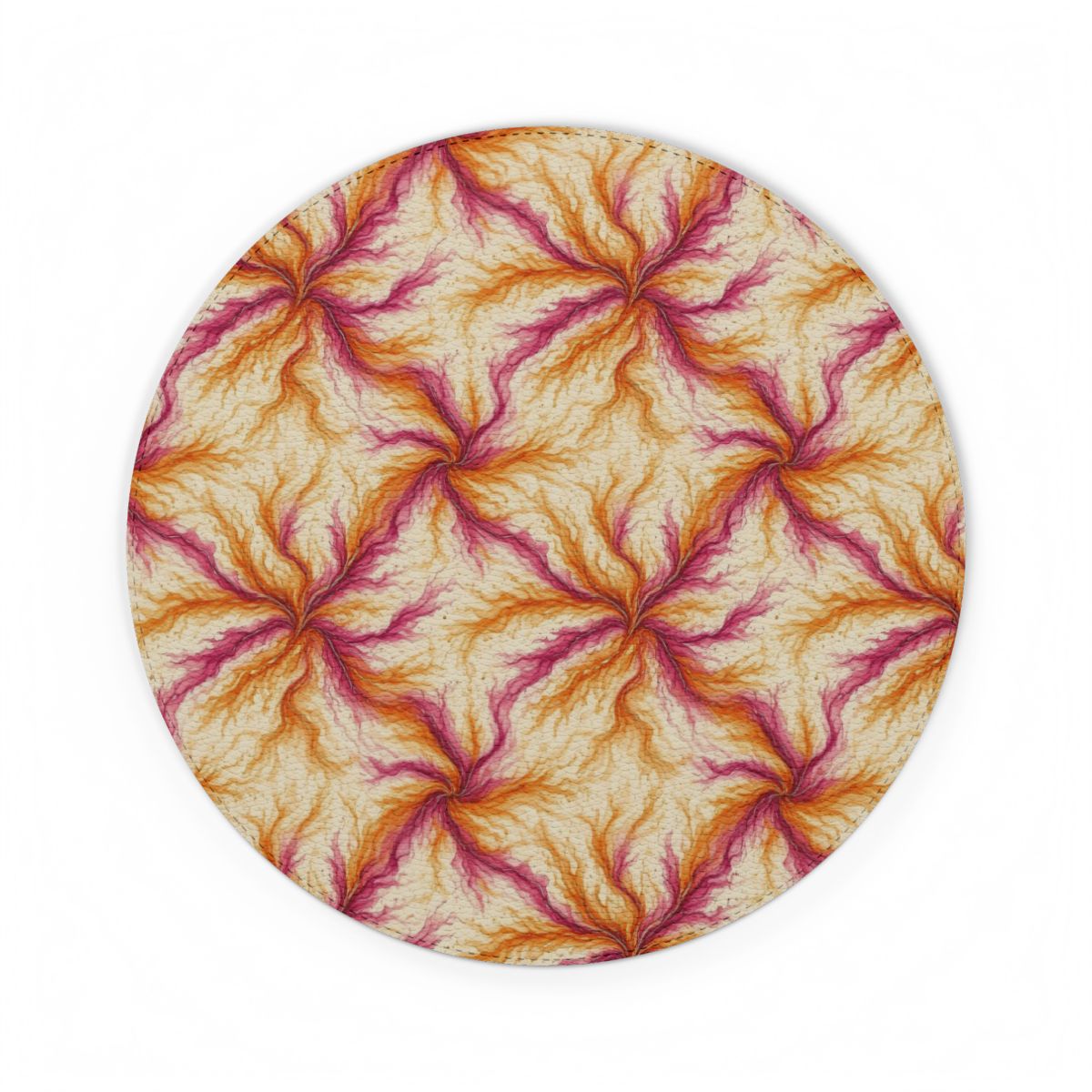 Sunset Ink Branches Vegan Leather Mouse Mat – 8.7 × 8.7 (Round)