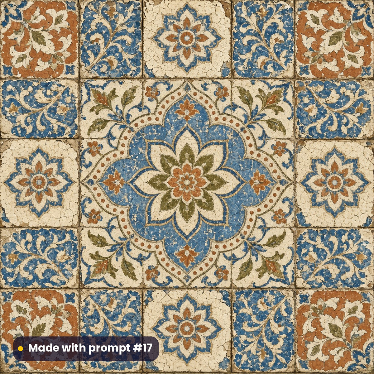 Rustic Mediterranean Heritage Tile artwork for a square gift-box lid, made with prompt #17 from the Mediterranean Terracotta Heritage Tile Tableware Prompt Pack