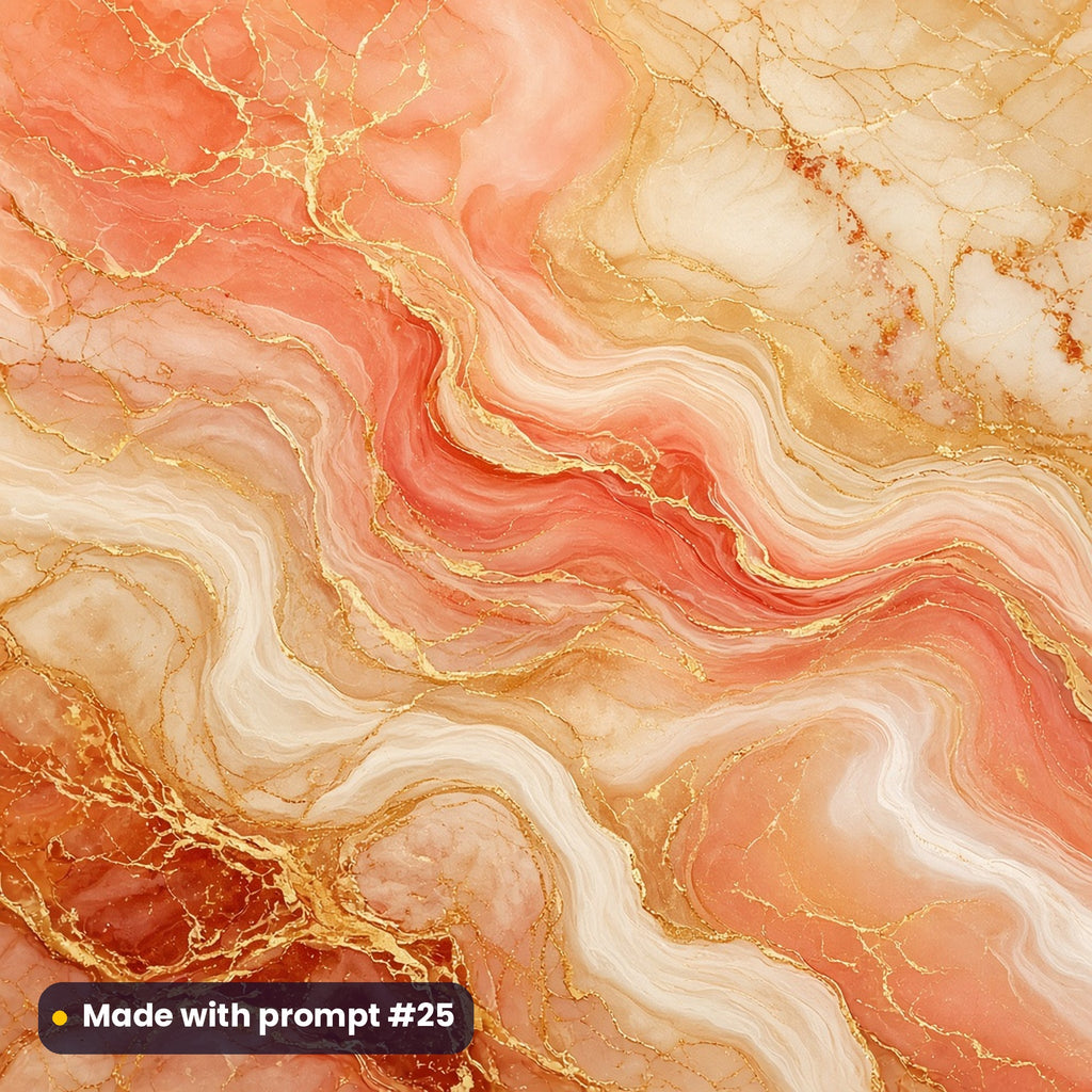 Sunset Coral Marble artwork for a square slate coaster, made with prompt #25 from the Blush and White Gold Marble Tableware Prompt Pack