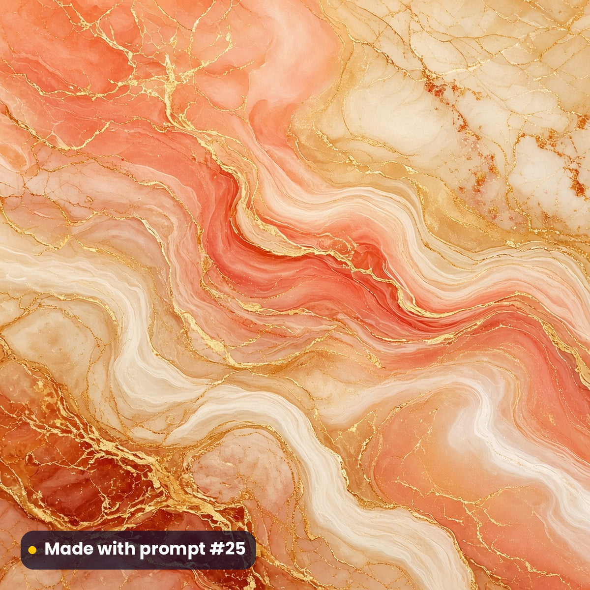 Sunset Coral Marble artwork for a square slate coaster, made with prompt #25 from the Blush and White Gold Marble Tableware Prompt Pack