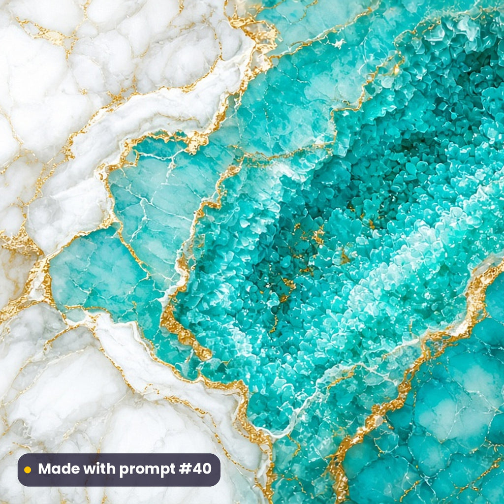 Turquoise Geode Marble artwork for a 5:3 serving tray, made with prompt #40 from the Jewel-Tone Gemstone Marble Tableware Prompt Pack