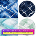 Ocean Blue and Seafoam Green Marble Tableware Prompt Pack title card: Ocean Blue Vein Marble (Square), Midnight Blue and White Marble (Circular), Aqua Ice Marble (3:2), Mint and White Marble (Circular), made with prompts #1, #6, #11, #14