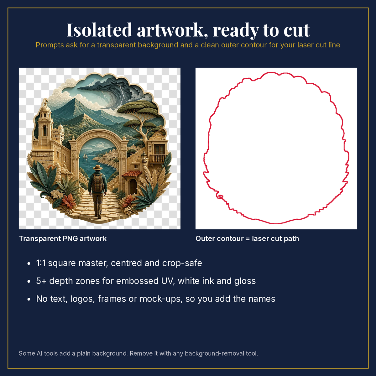 Transparent artwork and laser cut outline example