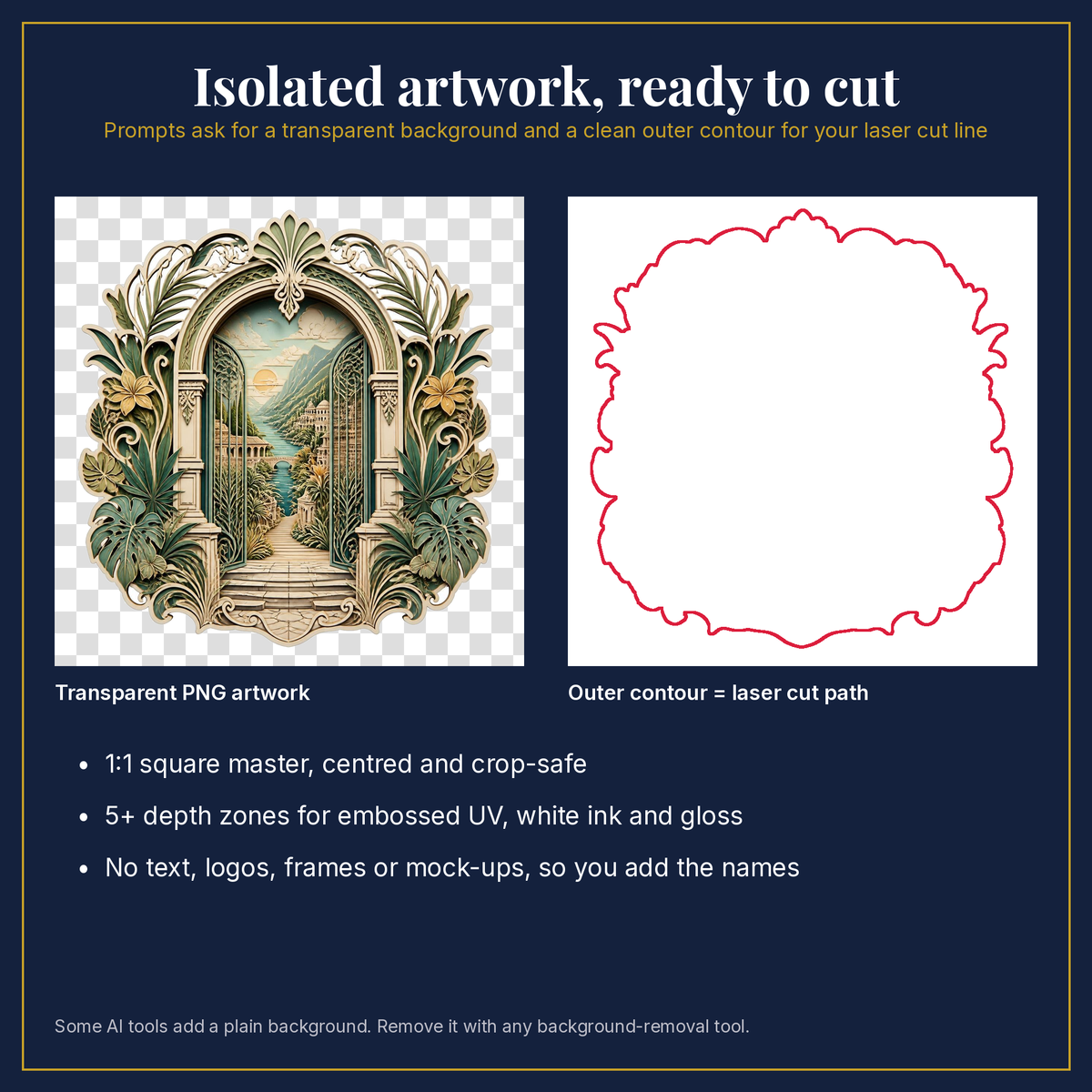 Transparent artwork and laser cut outline example