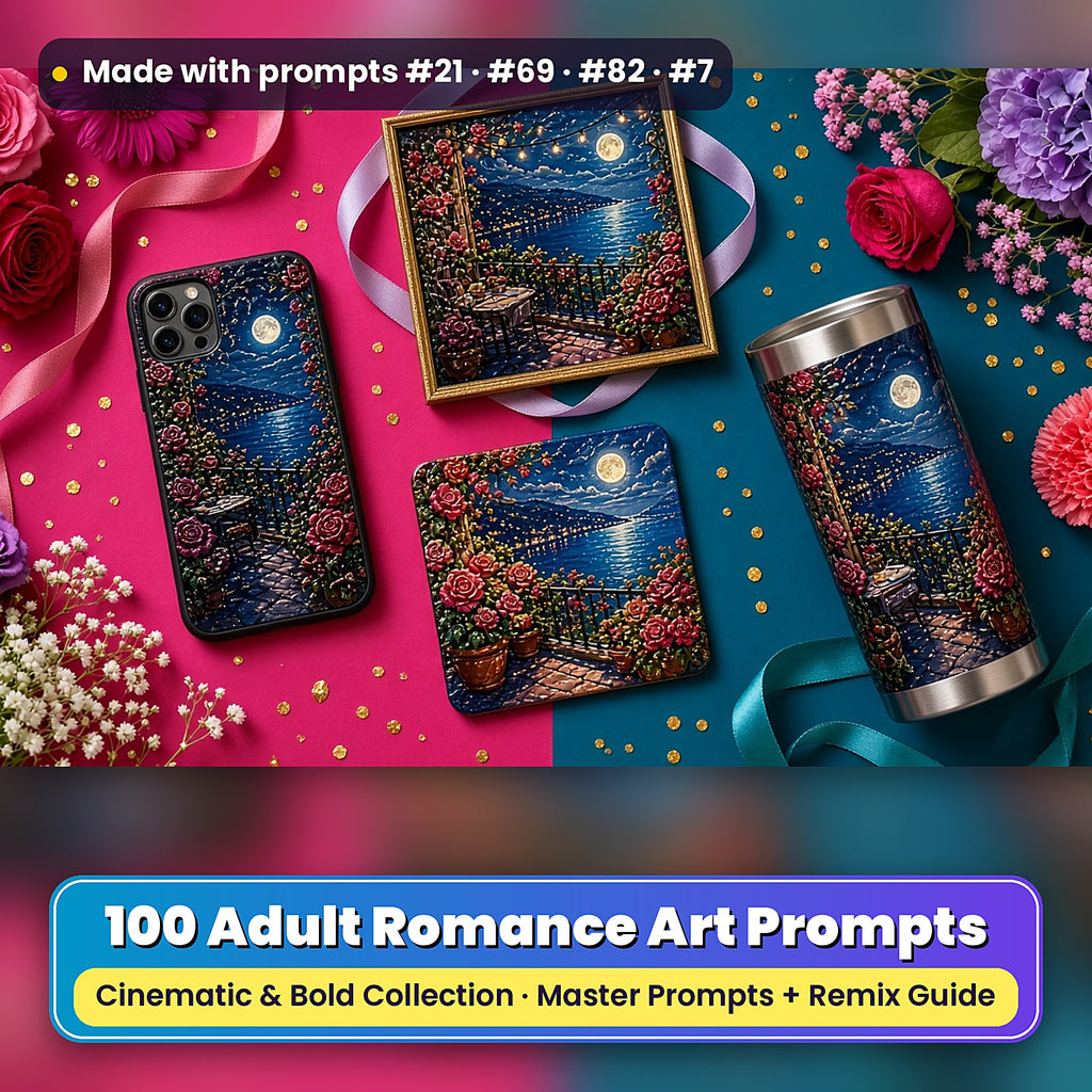 Adult Romance, Cinematic & Bold Collection: realistic UV-printed mockup, made with prompts #21 · #69 · #82 · #7