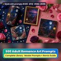 500 Romance Art Prompts Library: Made with prompts #408 · #116 · #292 · #495 – realistic UV-printed mockup
