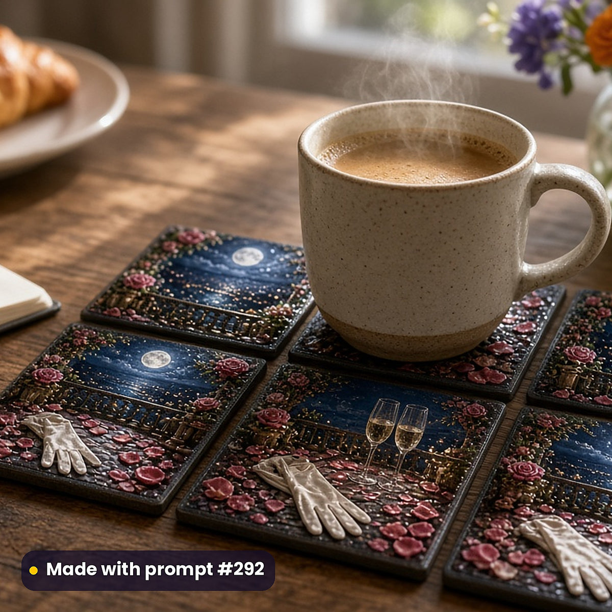 500 Romance Art Prompts Library: Made with prompt #292 – realistic UV-printed mockup (After the Event)