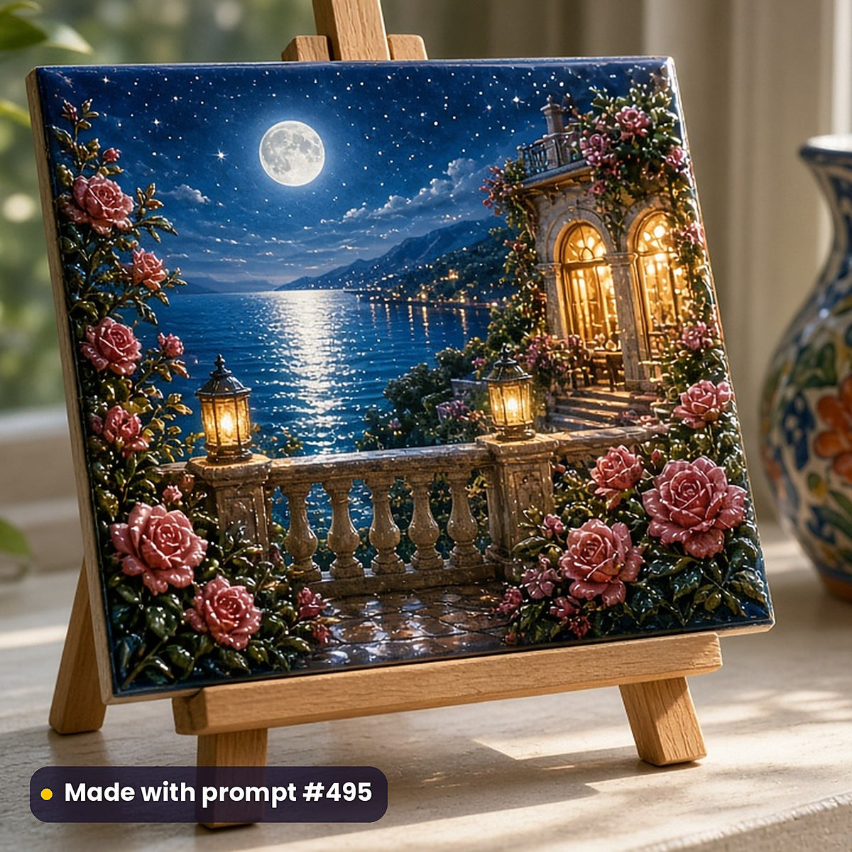 500 Romance Art Prompts Library: Made with prompt #495 – realistic UV-printed mockup (Fire and Light)