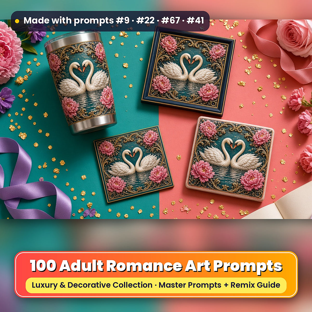 Adult Romance, Luxury & Decorative Collection: Made with prompts #9 · #22 · #67 · #41 – realistic UV-printed mockup