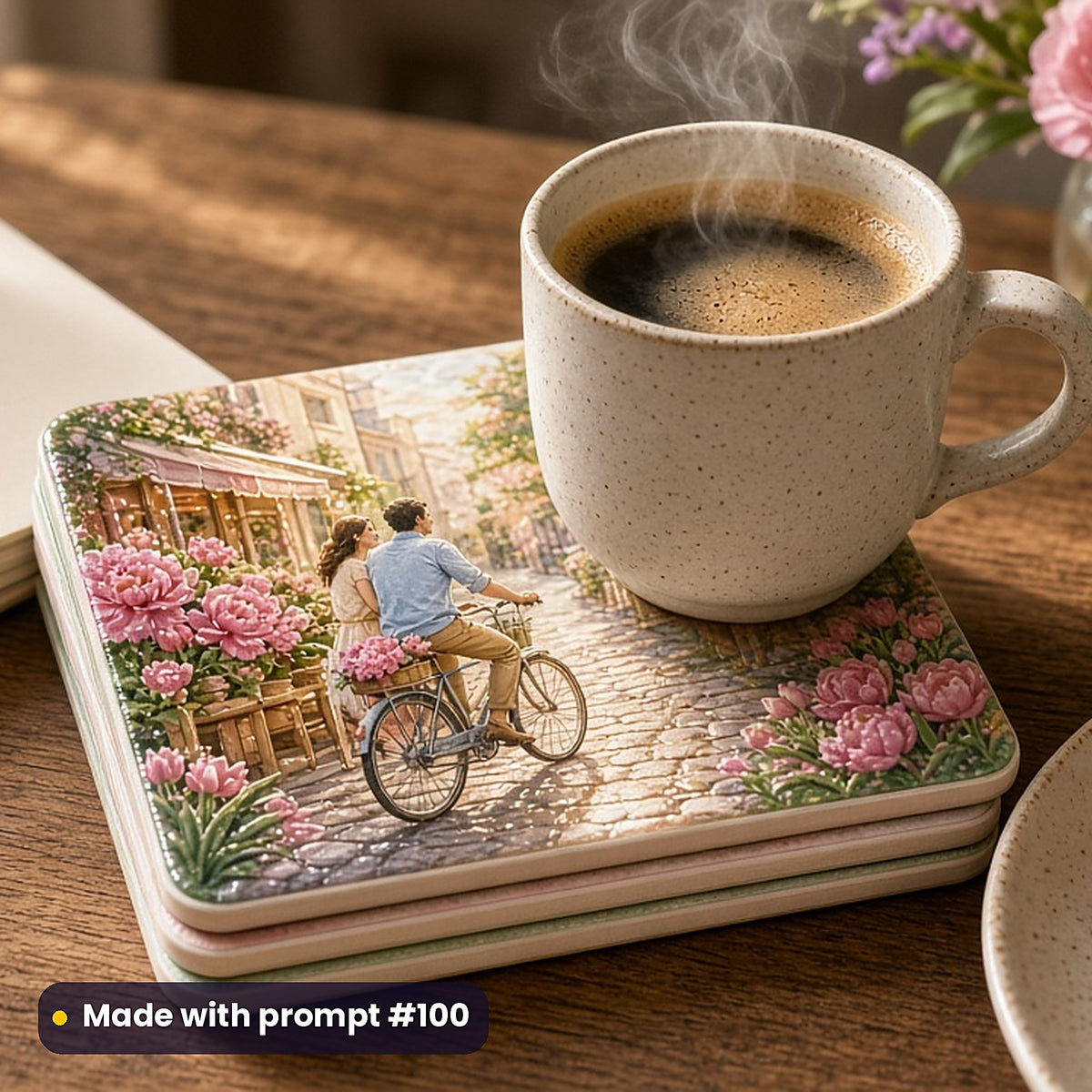 500 Rom-Com Art Prompts Library: Made with prompt #100 – realistic UV-printed mockup (Iconic Masterpiece)