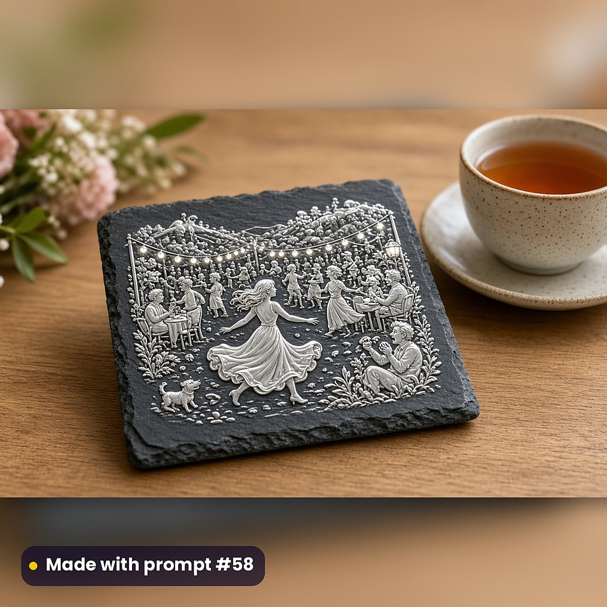 Romantic Comedy, Vintage & Whimsical Collection: realistic UV-printed mockup, made with prompt #58