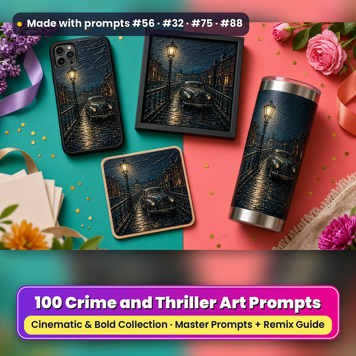 Crime and Thriller, Cinematic & Bold Collection: realistic UV-printed mockup, made with prompts #56 · #32 · #75 · #88