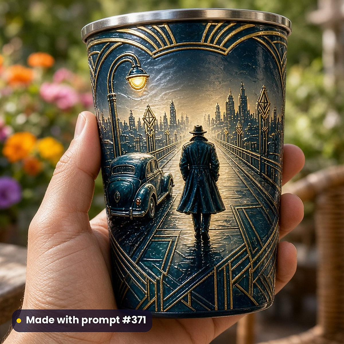 500 Crime Thriller Art Prompts Library: Made with prompt #371 – realistic UV-printed mockup (Journey Begins)