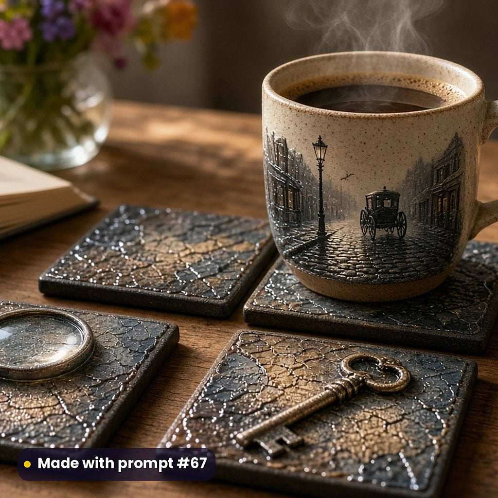 Mystery and Detective, Clean & Graphic Collection: Made with prompt #67 – realistic UV-printed mockup