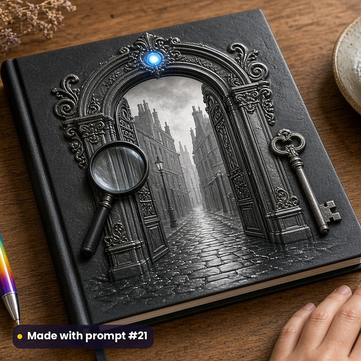 Mystery and Detective, Clean & Graphic Collection: Made with prompt #21 – realistic UV-printed mockup