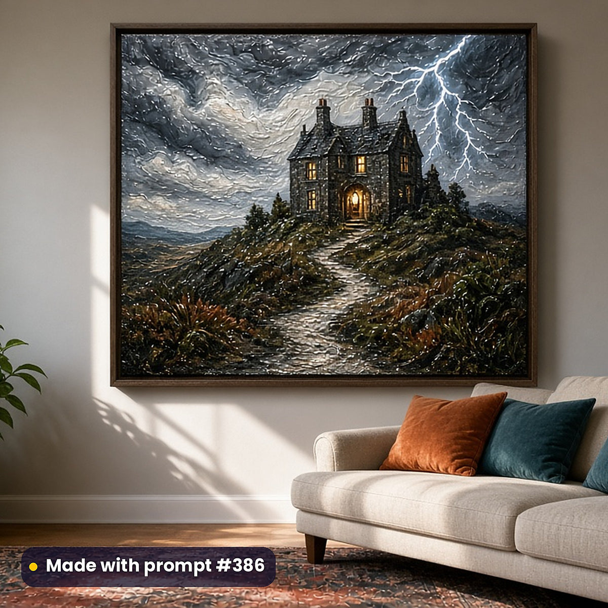 500 Mystery Detective Art Prompts Library: Made with prompt #386 – realistic UV-printed mockup (Storm Approaching)