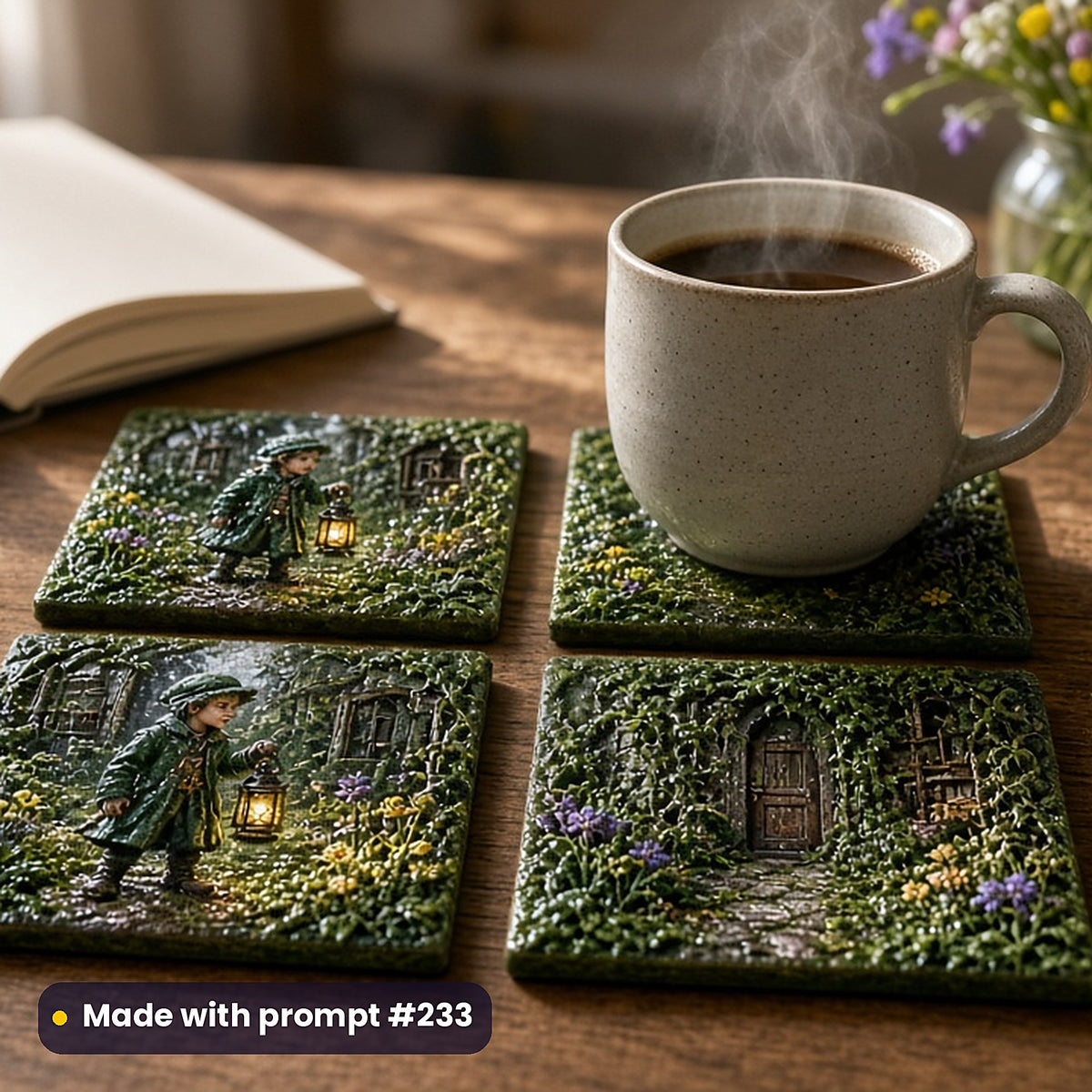 500 Mystery Detective Art Prompts Library: Made with prompt #233 – realistic UV-printed mockup (Nature Reclaimed)