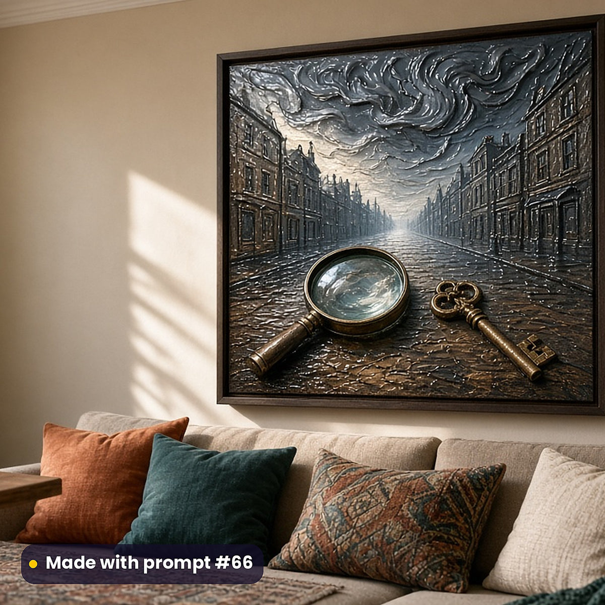 Mystery and Detective, Painterly & Handmade Collection: realistic UV-printed mockup, made with prompt #66
