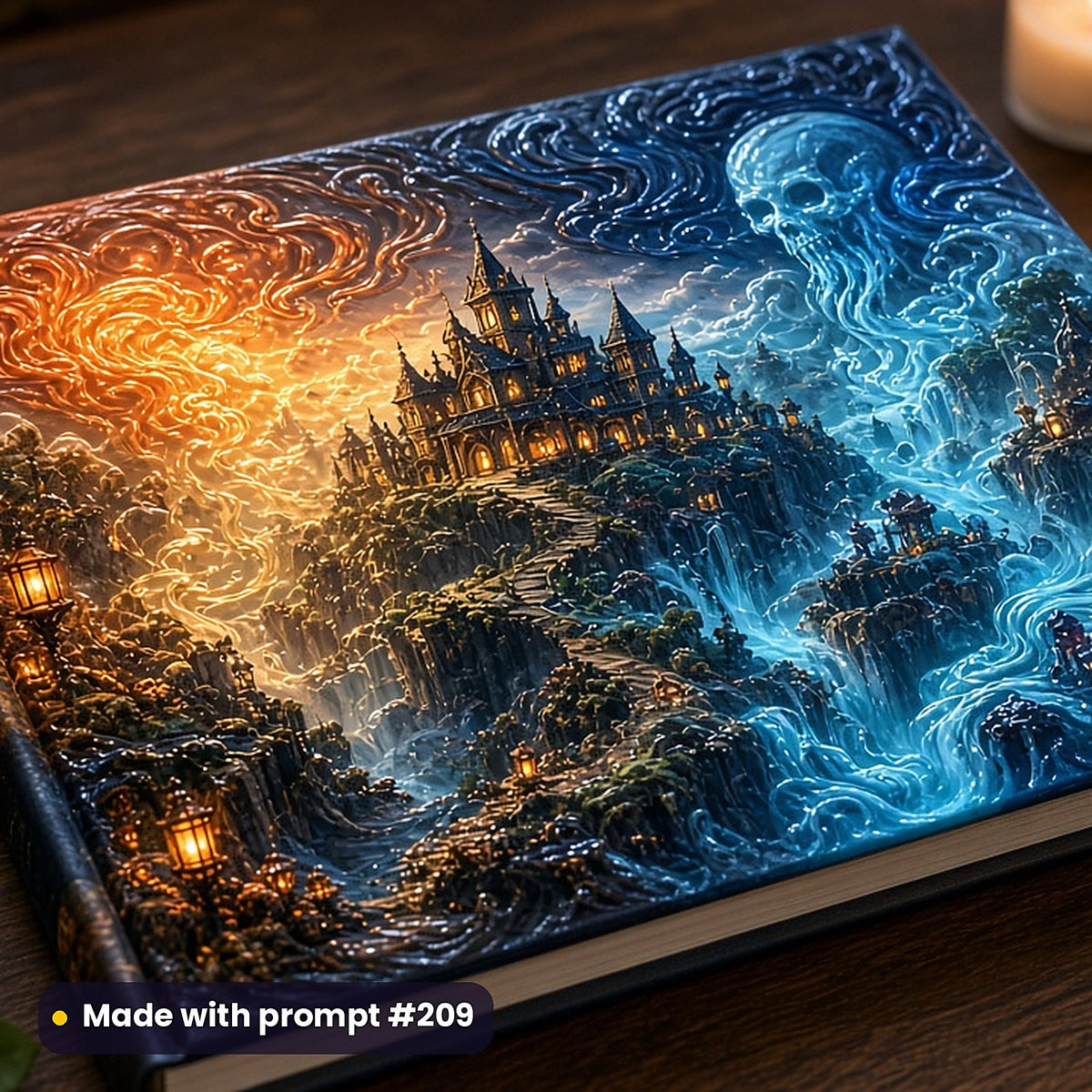 500 Horror Supernatural Art Prompts Library: Made with prompt #209 – realistic UV-printed mockup (Cinematic Hero — Panoramic World)