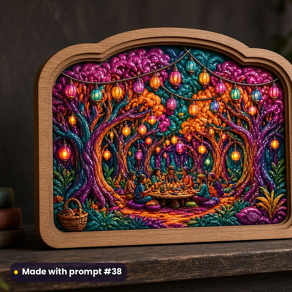 500 Horror Supernatural Art Prompts Library: Made with prompt #38 – realistic UV-printed mockup (Bold Colour — Festival or Gathering)