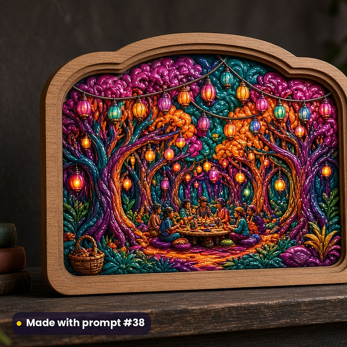 500 Horror Supernatural Art Prompts Library: Made with prompt #38 – realistic UV-printed mockup (Bold Colour — Festival or Gathering)