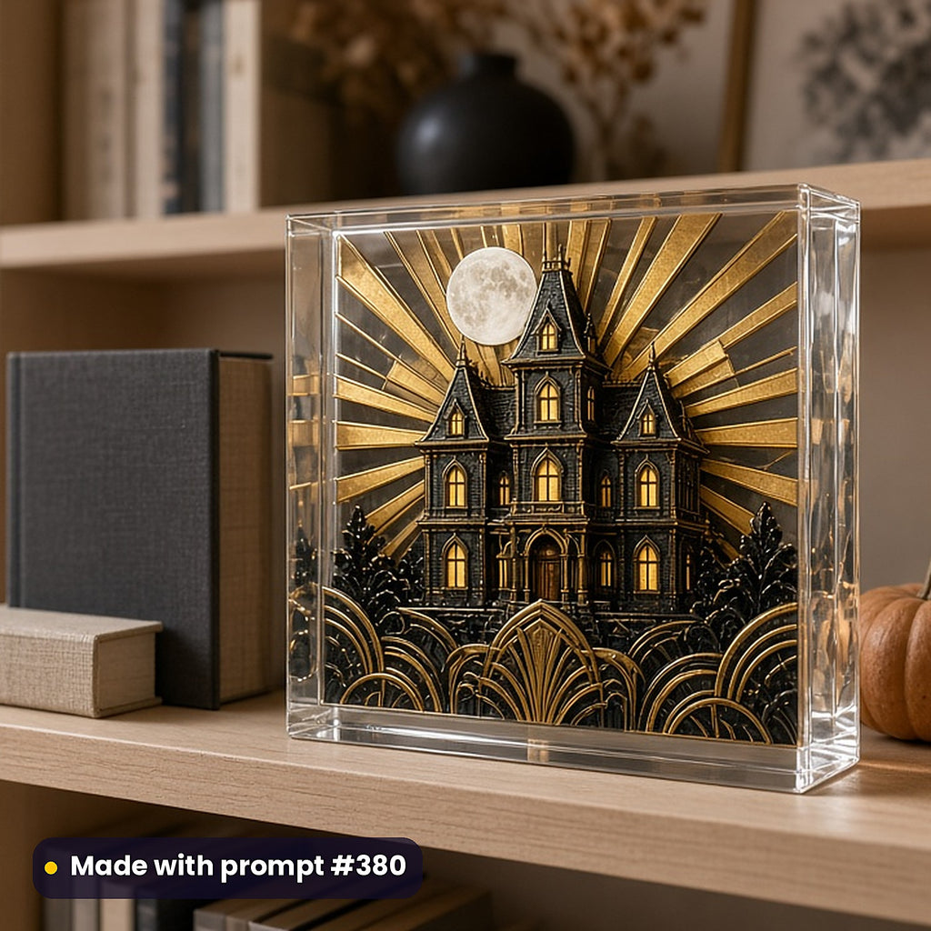 500 Horror Supernatural Art Prompts Library: Made with prompt #380 – realistic UV-printed mockup (Art Deco — Iconic Masterpiece)