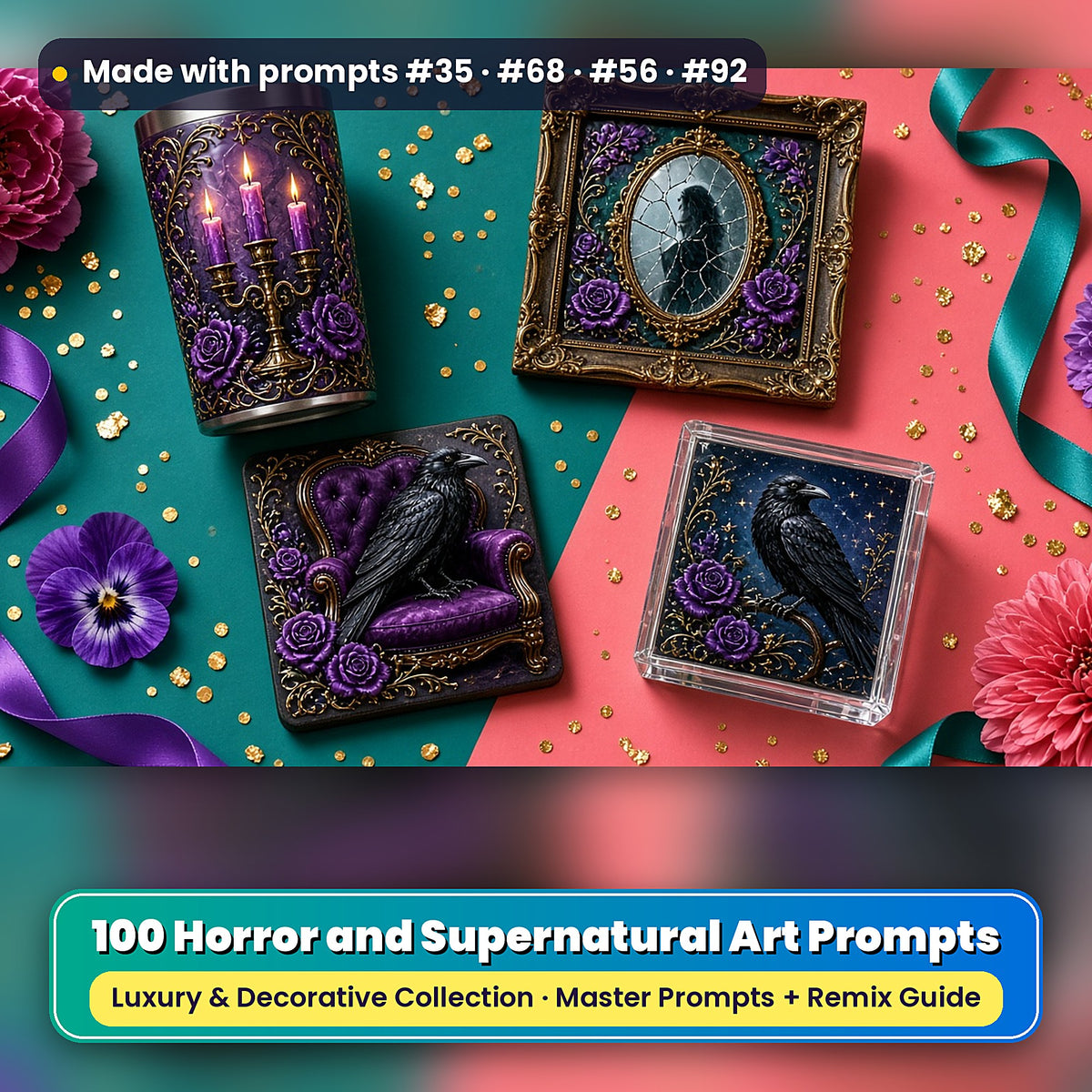 Horror and Supernatural, Luxury & Decorative Collection: Made with prompts #35 · #68 · #56 · #92 – realistic UV-printed mockup