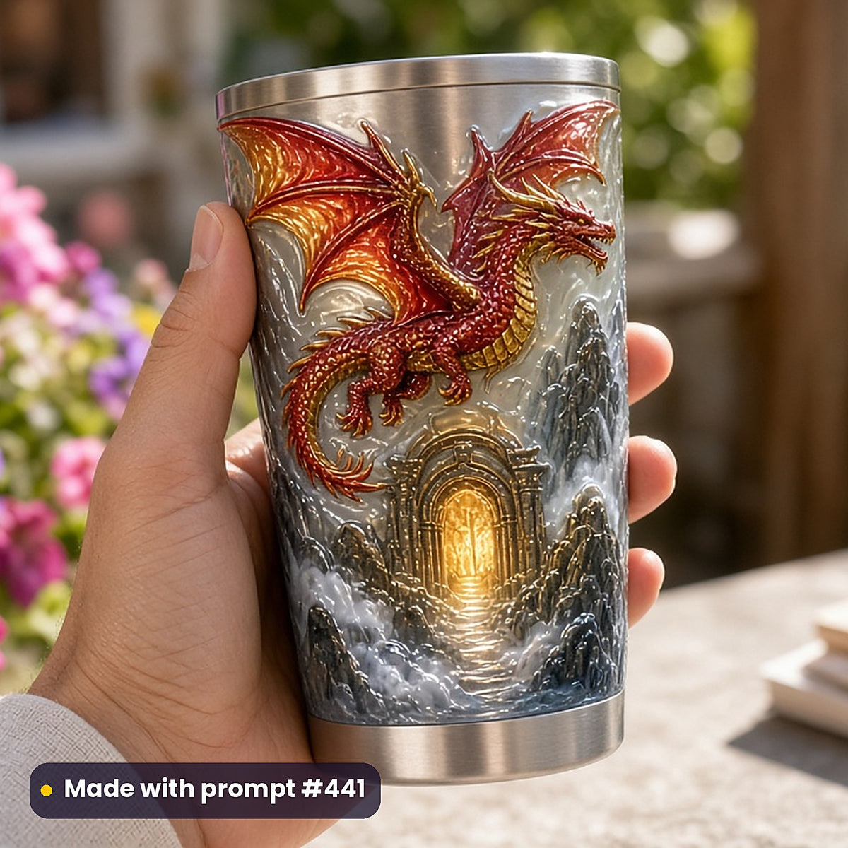 500 Fantasy Art Prompts Library: Made with prompt #441 – realistic UV-printed mockup (Gift Edition — Gateway)