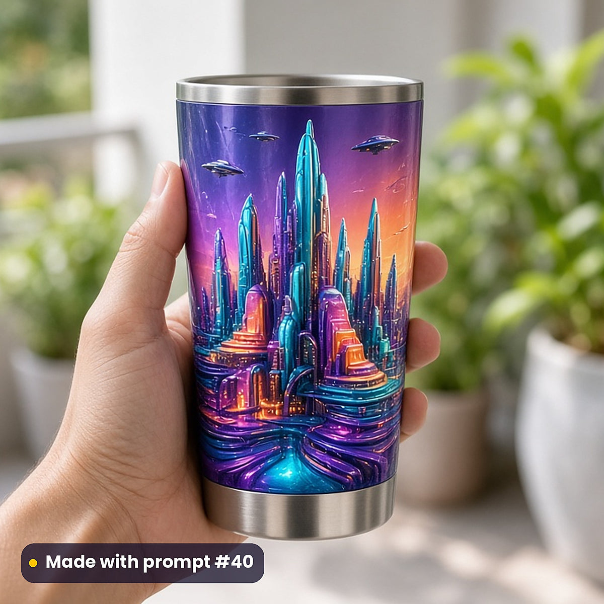 500 Sci-Fi Art Prompts Library: Made with prompt #40 – realistic UV-printed mockup (Bold Colour — Iconic Masterpiece)