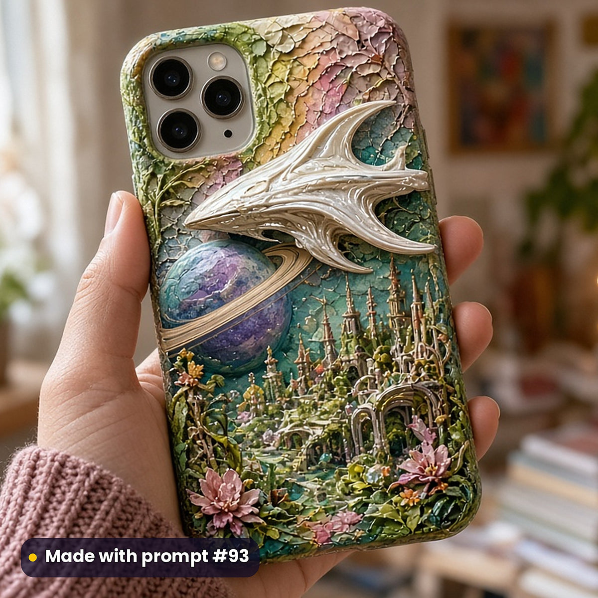 Science Fiction, Painterly & Handmade Collection: realistic UV-printed mockup, made with prompt #93