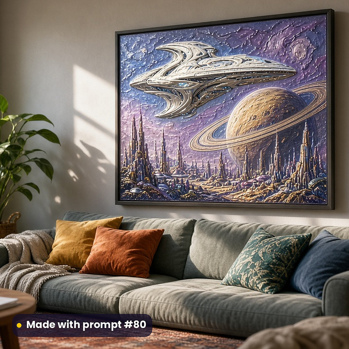 Science Fiction, Painterly & Handmade Collection: realistic UV-printed mockup, made with prompt #80