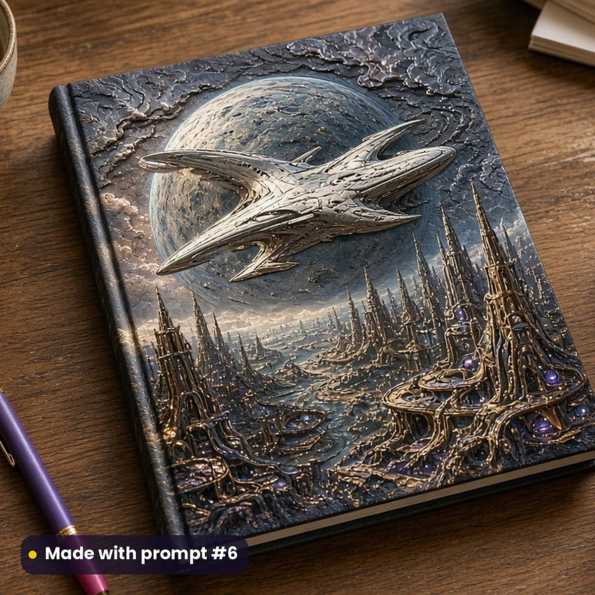 Science Fiction, Painterly & Handmade Collection: realistic UV-printed mockup, made with prompt #6
