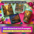 500 Historical Art Prompts Library: Made with prompts #225 · #420 · #335 · #429 – realistic UV-printed mockup