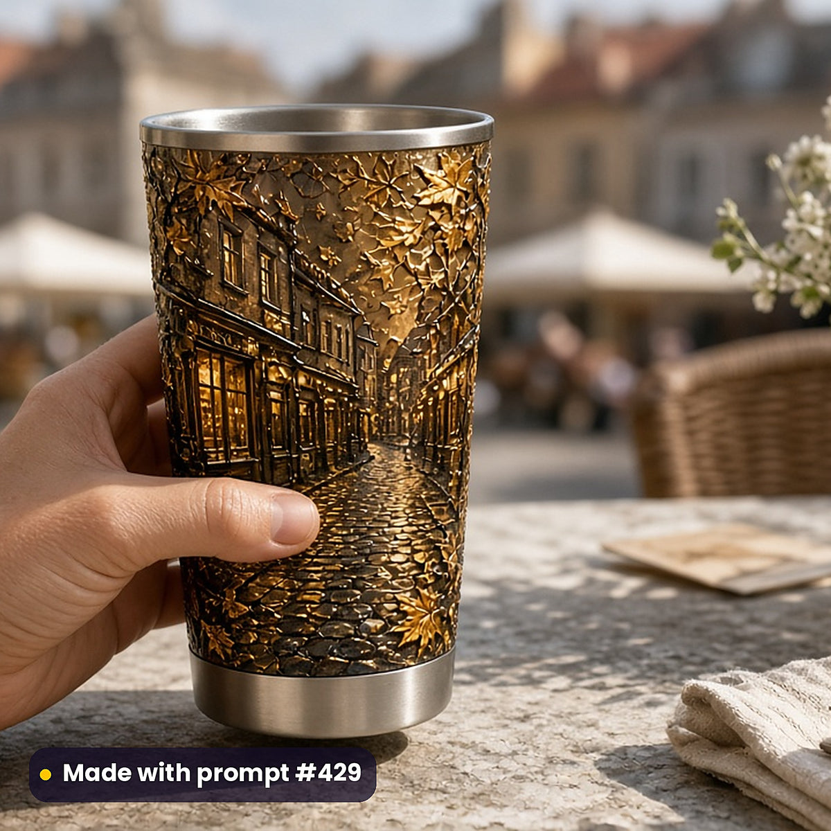500 Historical Art Prompts Library: Made with prompt #429 – realistic UV-printed mockup (Seasonal Edition — Panoramic World)