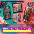 Historical Fiction, Vintage & Whimsical Collection: realistic UV-printed mockup, made with prompts #60 · #90 · #26 · #13