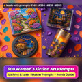 500 Women's Fiction Art Prompts Library: Made with prompts #140 · #204 · #238 · #365 – realistic UV-printed mockup