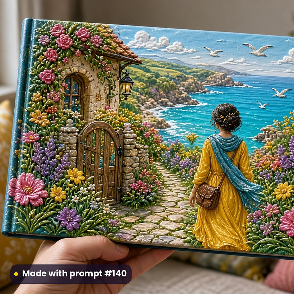 500 Women's Fiction Art Prompts Library: Made with prompt #140 – realistic UV-printed mockup (Playful Whimsical — Iconic Masterpiece)