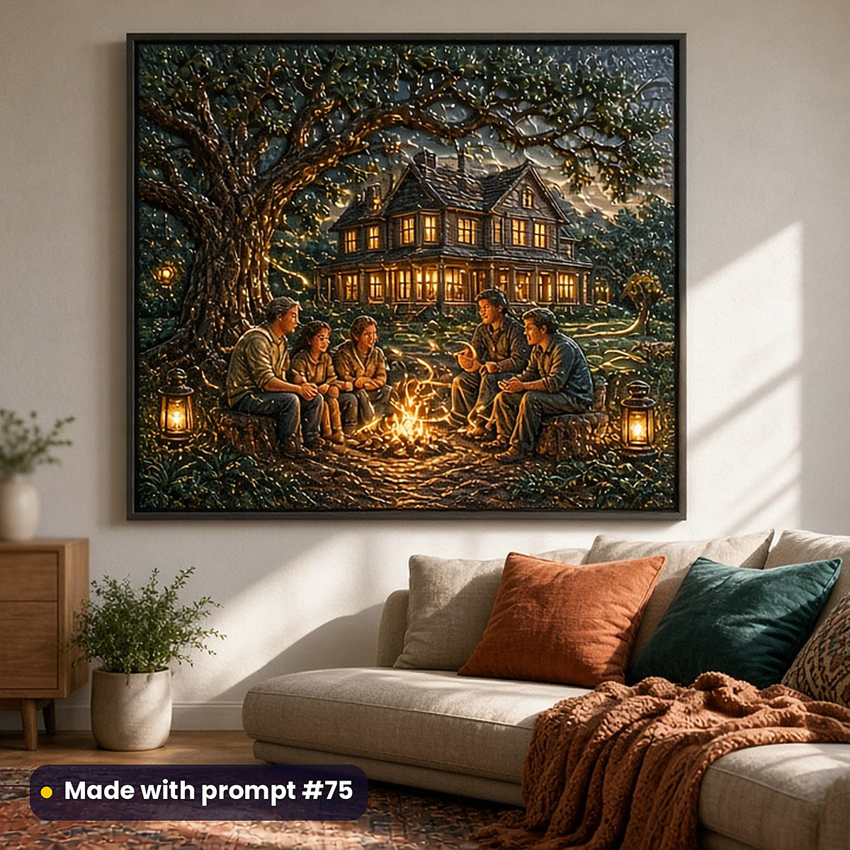 Family Saga, Painterly & Handmade Collection: realistic UV-printed mockup, made with prompt #75