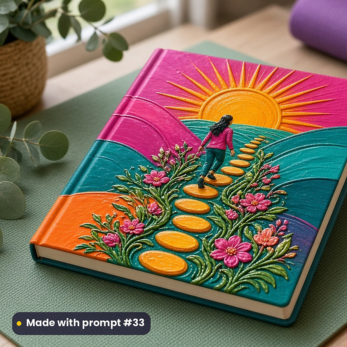 500 Self-Help Art Prompts Library: Made with prompt #33 – realistic UV-printed mockup (Bold Colour — Nature Reclaimed)